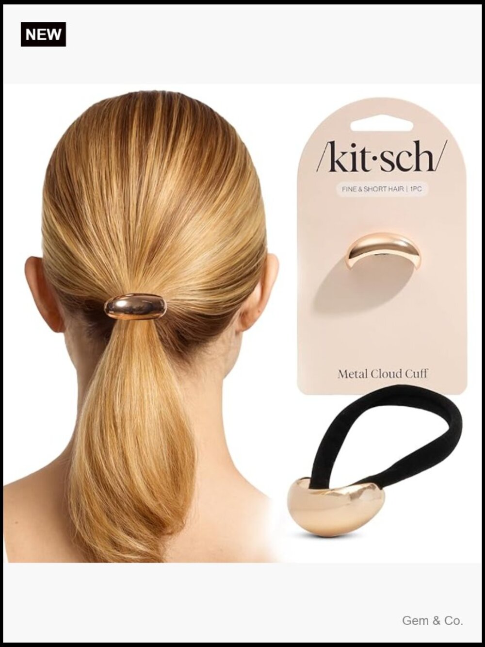 Small Gold Hair Cuff Metal Ponytail Holder for Women - 1pc